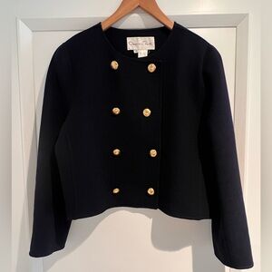 Oscar de la Renta Navy Wool Jacket